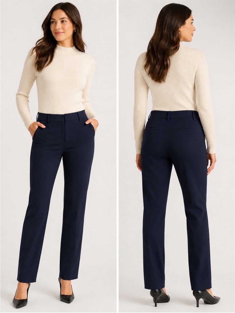 Quince Ultra-Stretch Ponte Straight Leg Pants Navy XL Regular Pull-On Career